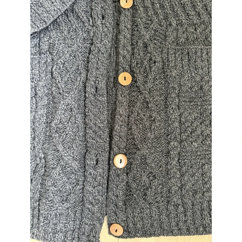 Aran Sweater Market Sweater Womens XXL Gray Cable Knit Hooded Cardigan Ireland